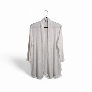 Uniqlo White Linen Blend Cardigan Sweater Open Front Breathable Lightweight M